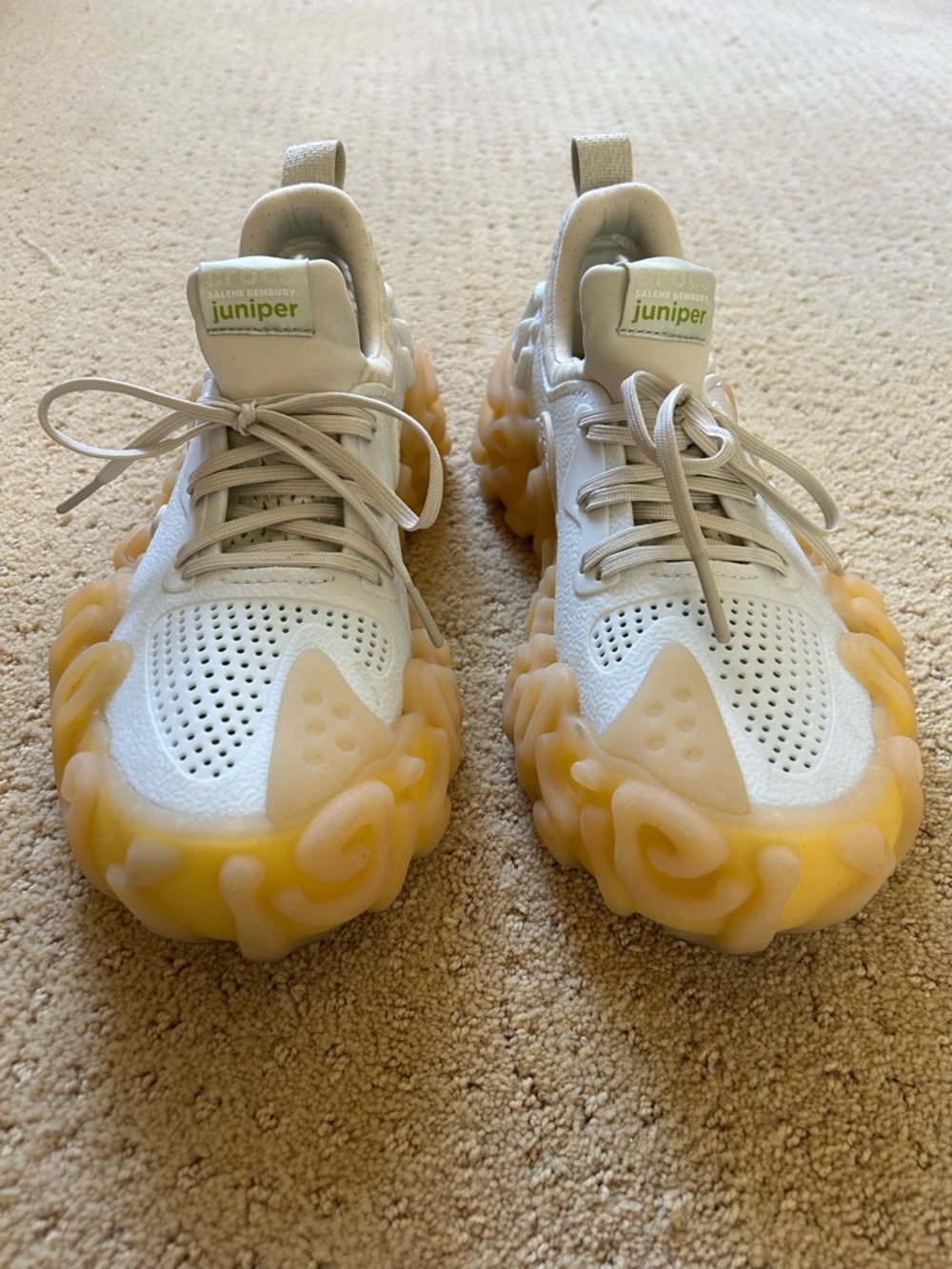 CROCS Juniper SALEHE BEMBURY Athletic Sneakers in Cream with Honey Gel Outsole